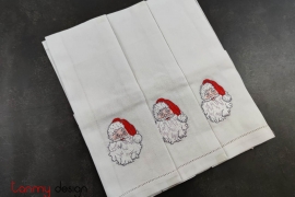  Bộ khăn lau tay Noel trắng thêu ông già Noel (6 chiếc)